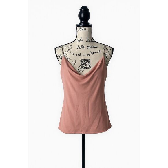 Zara Pink Draped Cowl Neck Tank Top Sz S Jeweled Straps Satin Style - Picture 1 of 6